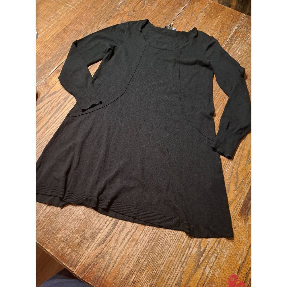 YEST Women’s Size 8 Black Knit Pullover Sweater Dress Long Sleeve Round Neck
